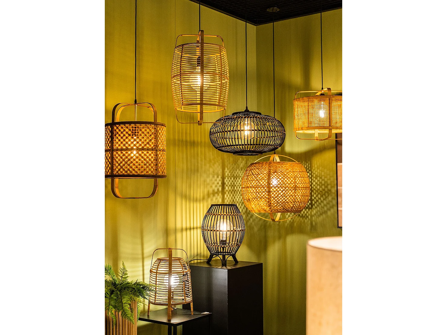 Hanglamp van bamboe - 53 x Ø30.5 - Bruin - PAGE