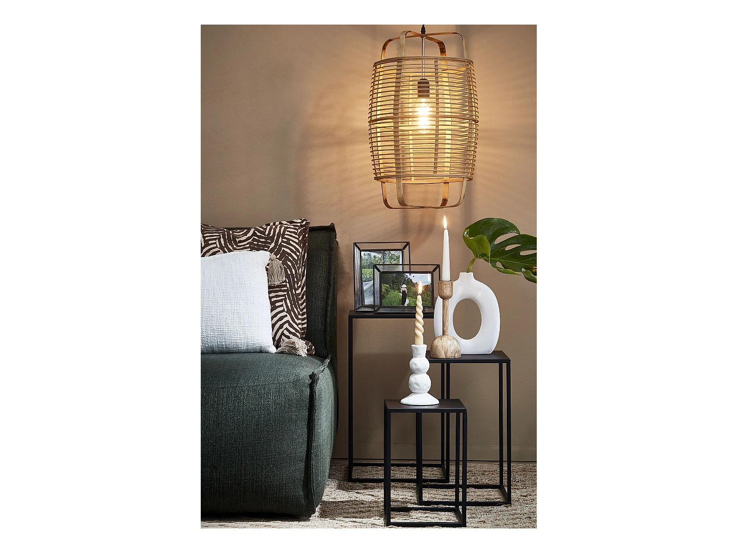 Hanglamp van bamboe - 53 x Ø30.5 - Bruin - PAGE