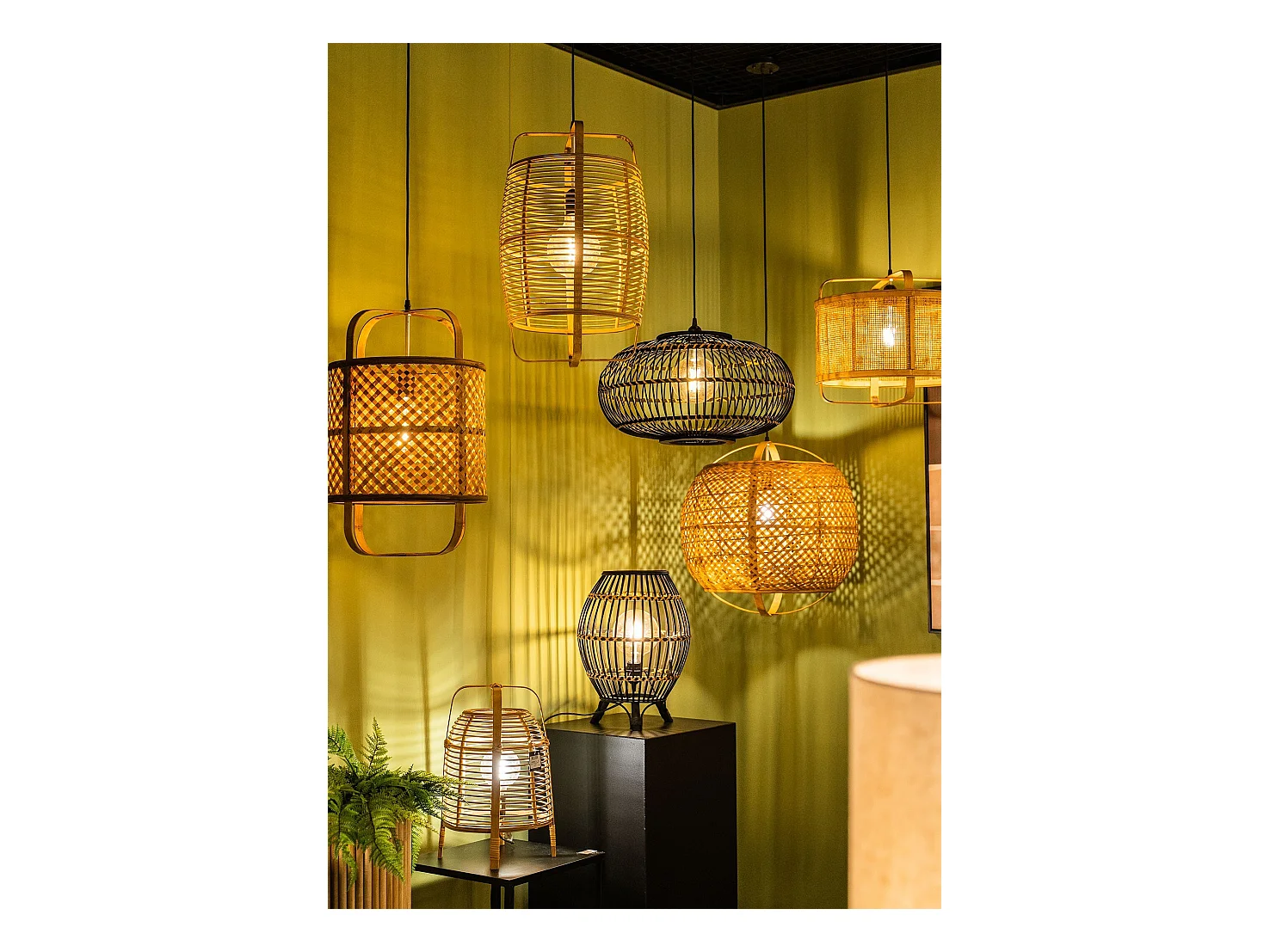 Hanglamp van bamboe - 53 x Ø30.5 - Bruin - PAGE