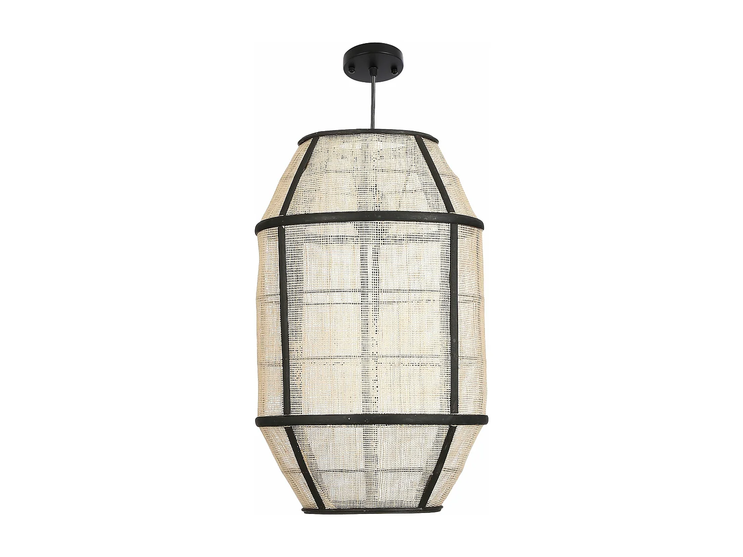 Suspension lumineuse en lin et bambou et bois tendre et contreplaqué et métal - Ø29 x 45,5 - Blanc cassé - PELLA