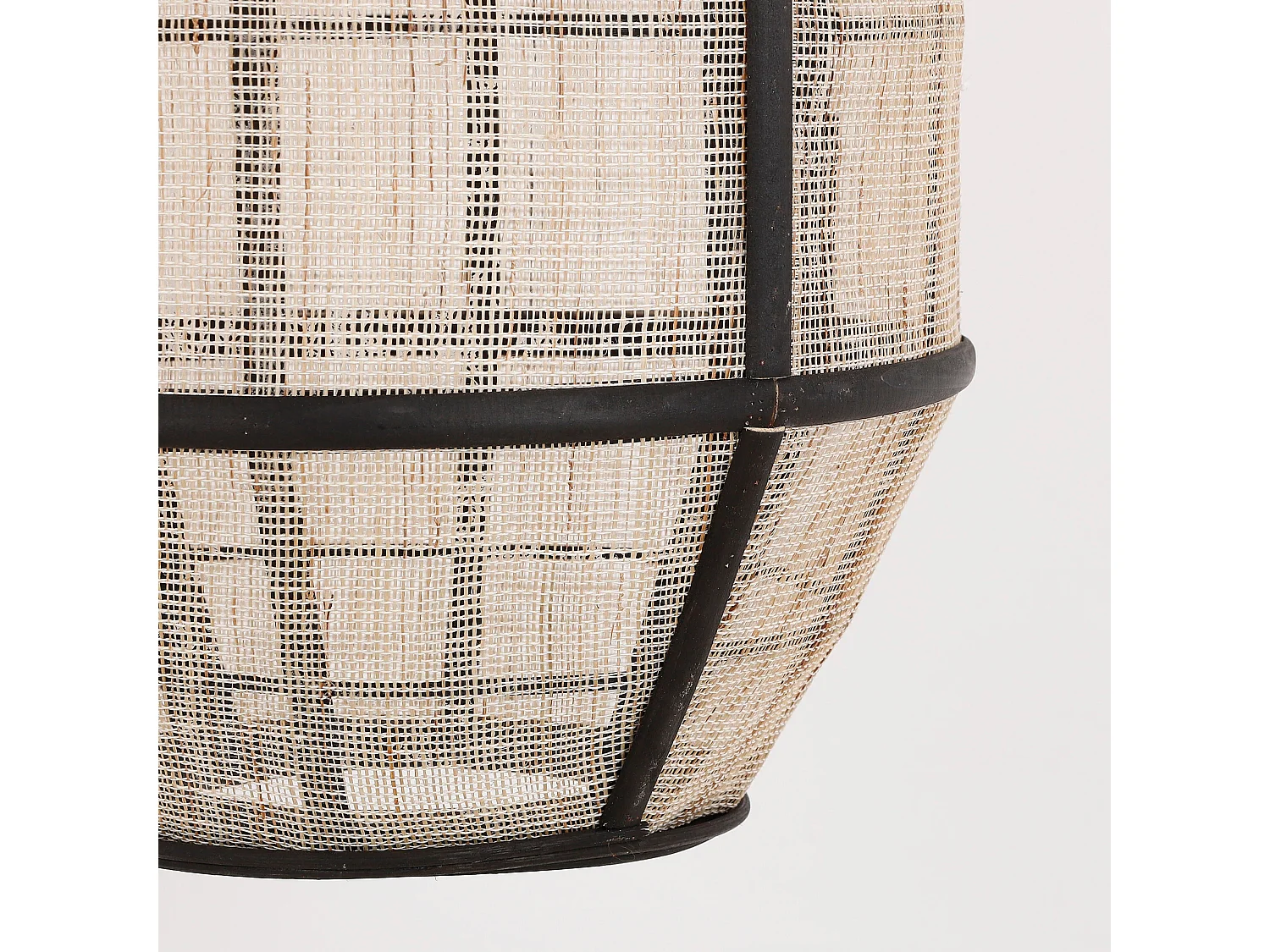 Suspension lumineuse en lin et bambou et bois tendre et contreplaqué et métal - Ø29 x 45,5 - Blanc cassé - PELLA