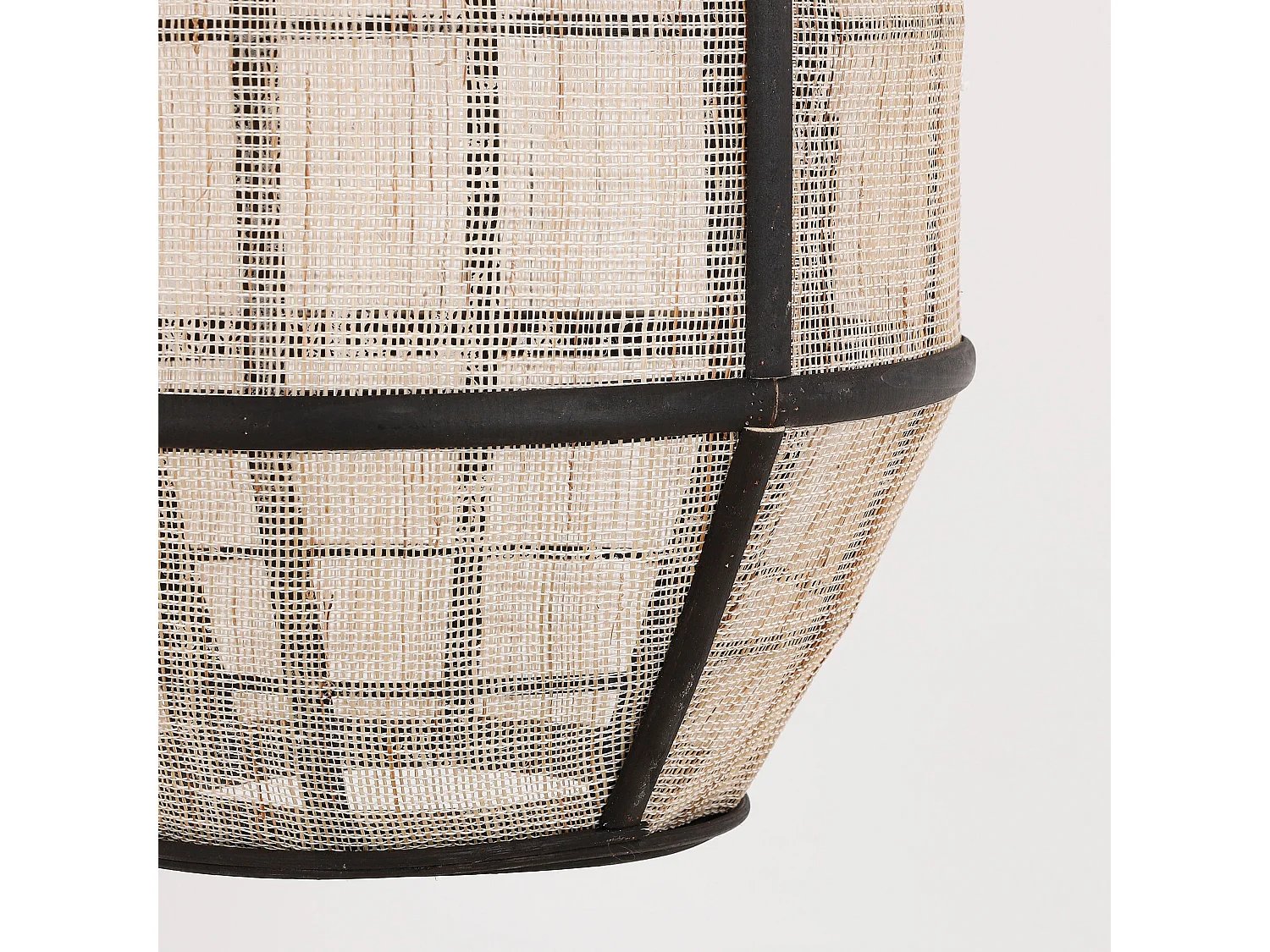 Suspension lumineuse en lin et bambou et bois tendre et contreplaqué et métal - Ø29 x 45,5 - Blanc cassé - PELLA