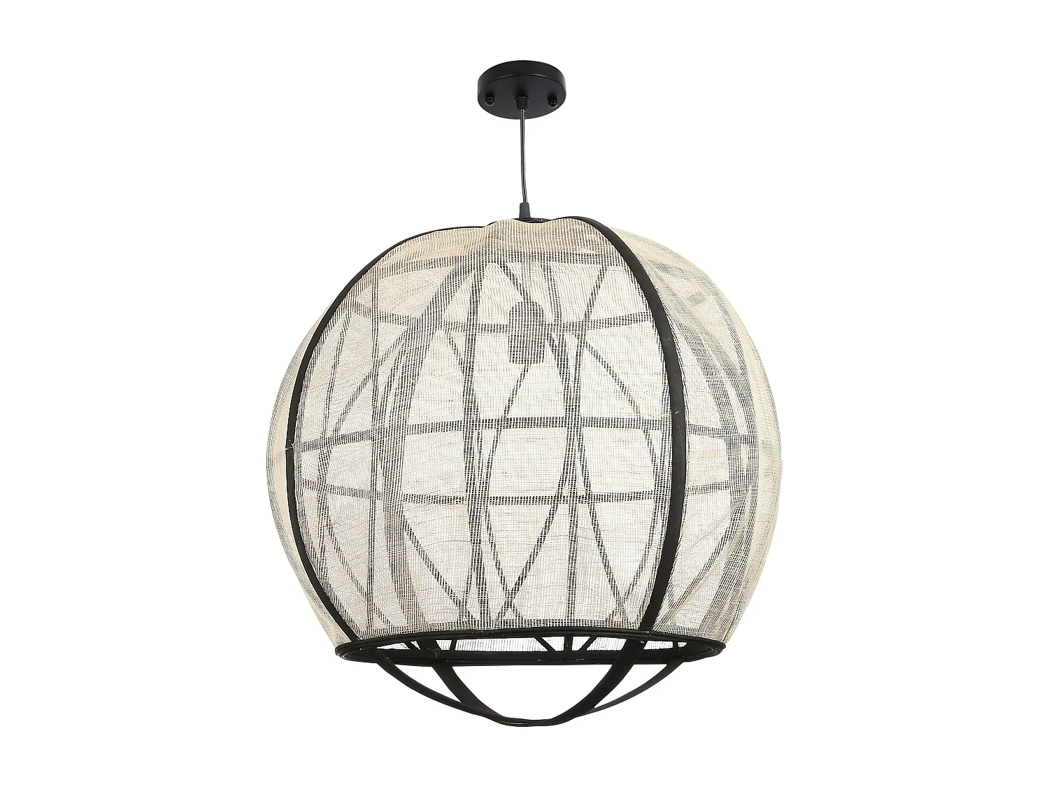 Hanglamp van linnen en bamboe en multiplex - Ø50,5 x 50 - Off white - PELLA