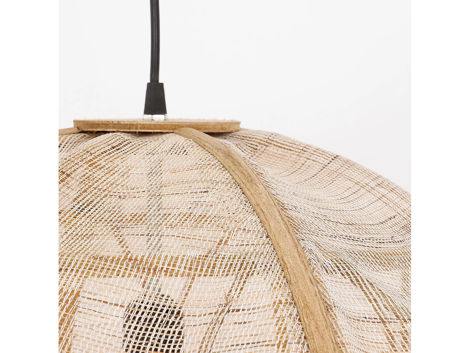 Hanglamp van linnen en bamboe en multiplex - 50 x Ø50.5 - Beige - PELLA