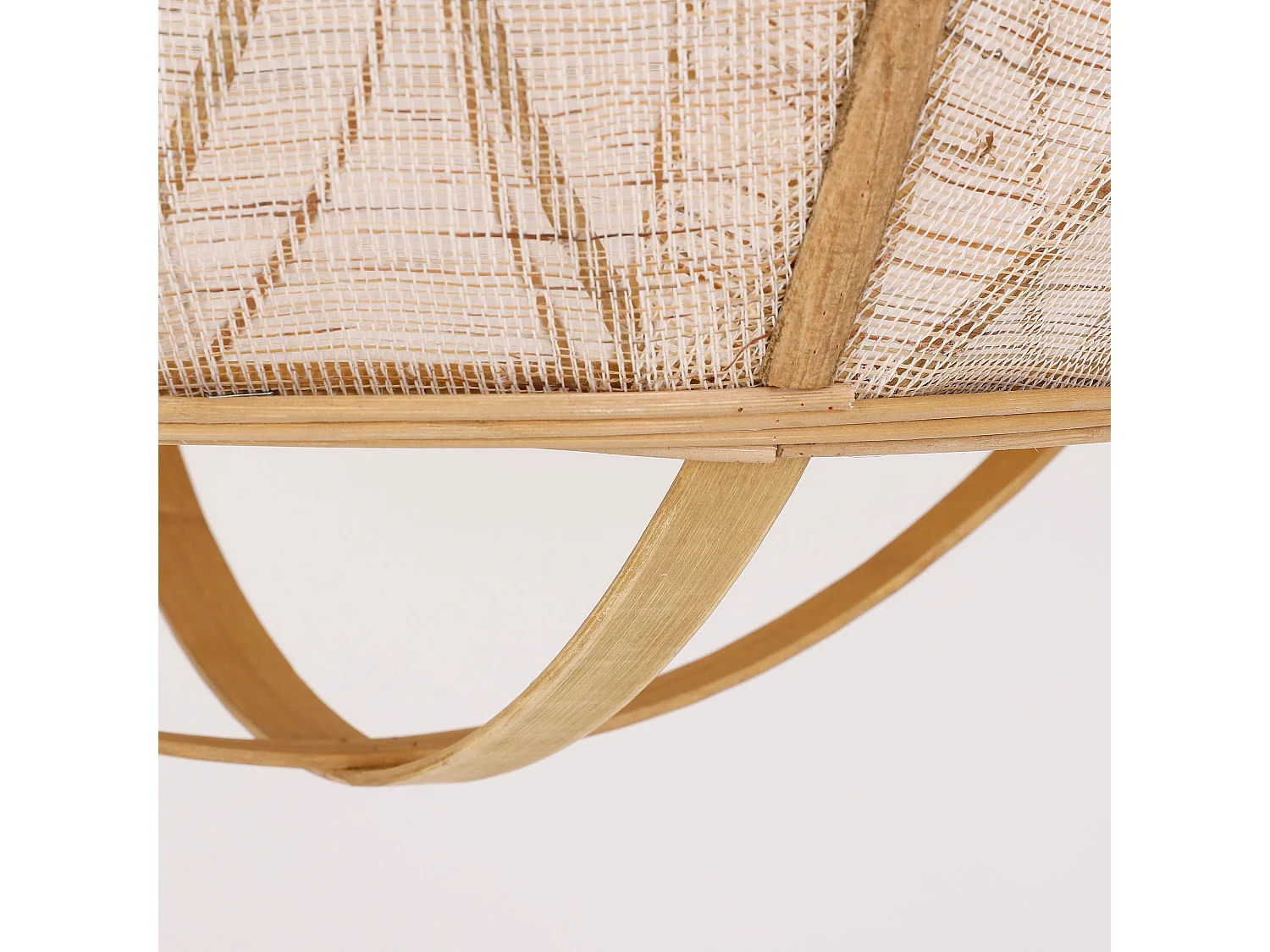 Hanglamp van linnen en bamboe en multiplex - 50 x Ø50.5 - Beige - PELLA