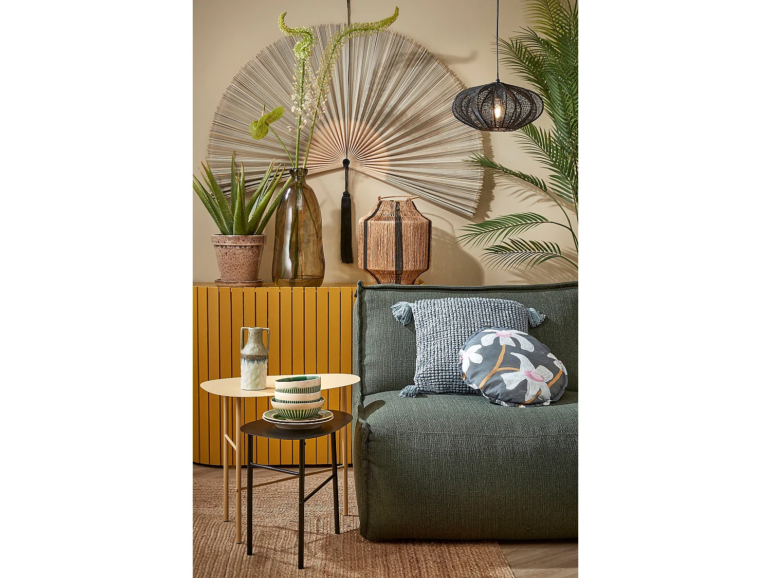 Suspension lumineuse en métal et plastique câblage - 17 x 31 - Noir - KANTI