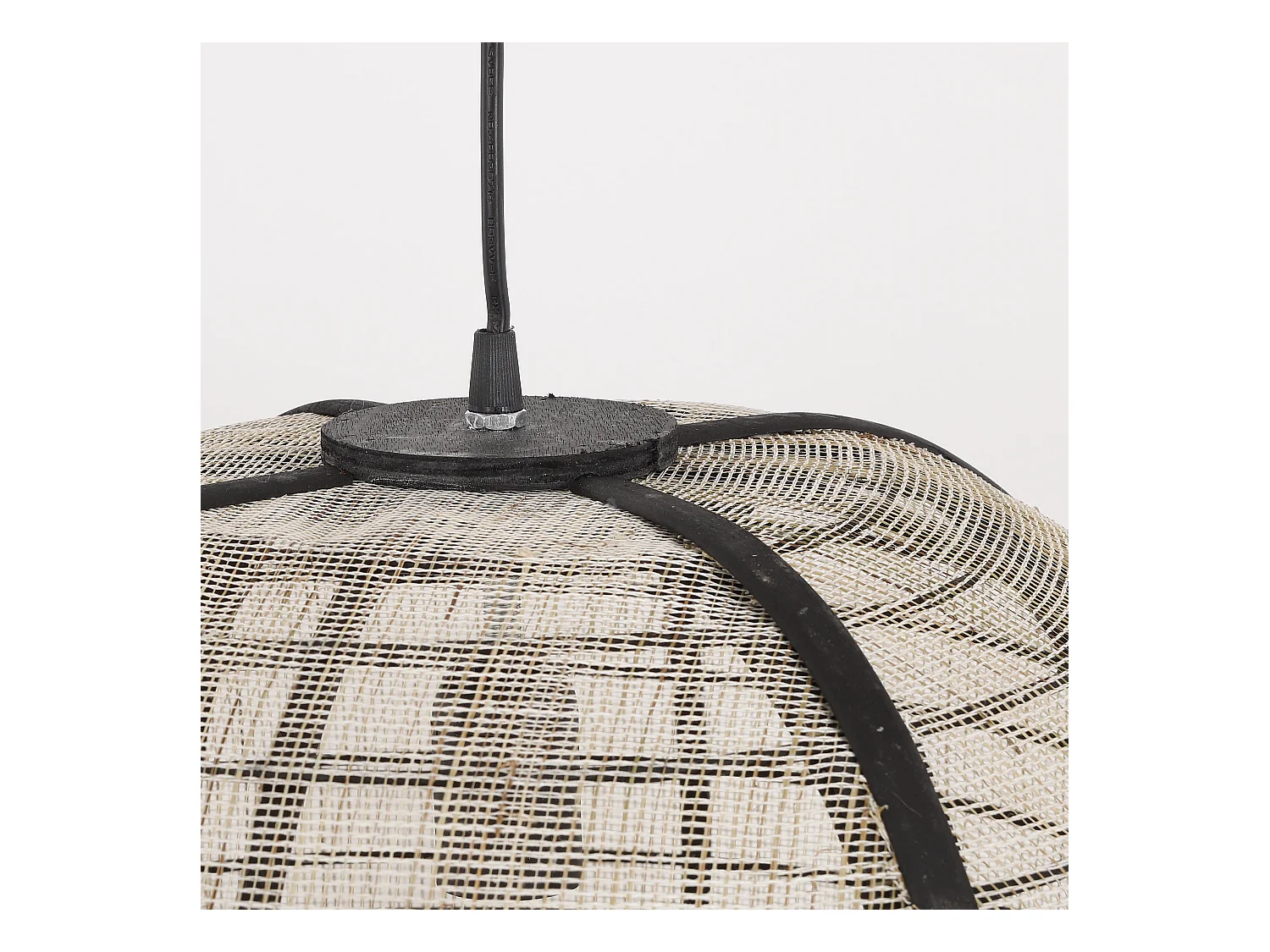 Hanglamp van linnen en bamboe en multiplex - Ø45 x 43,5 - Off white - PELLA