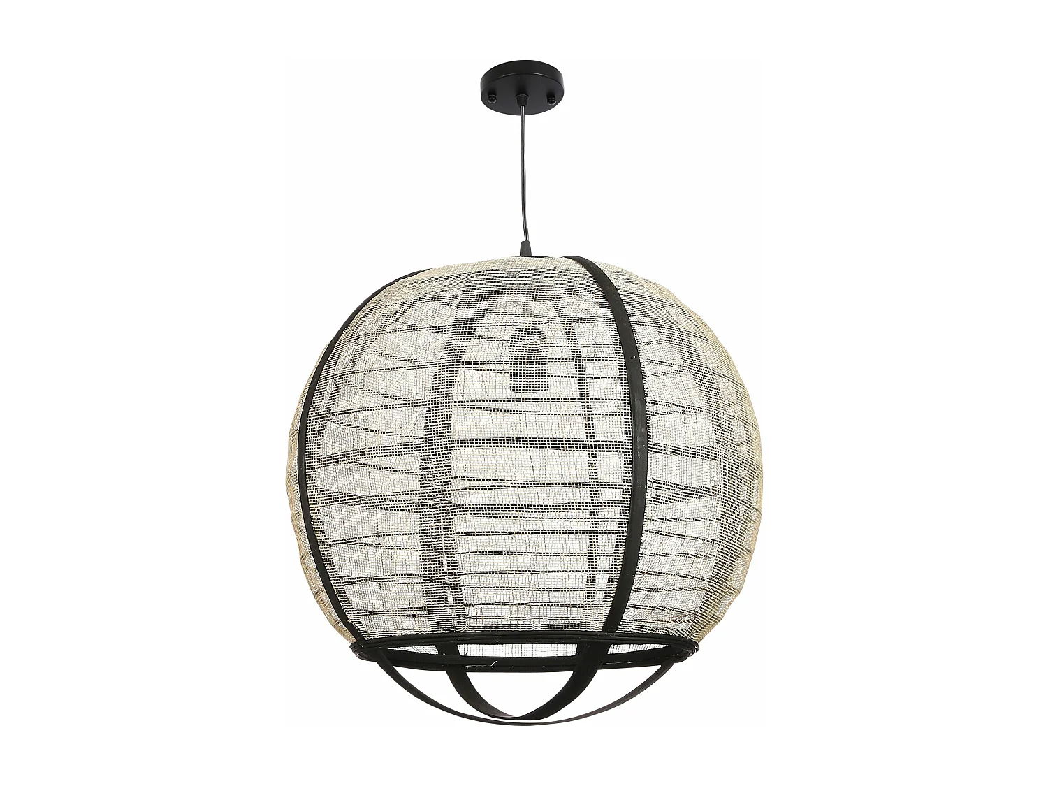 Hanglamp van linnen en bamboe en multiplex - Ø45 x 43,5 - Off white - PELLA