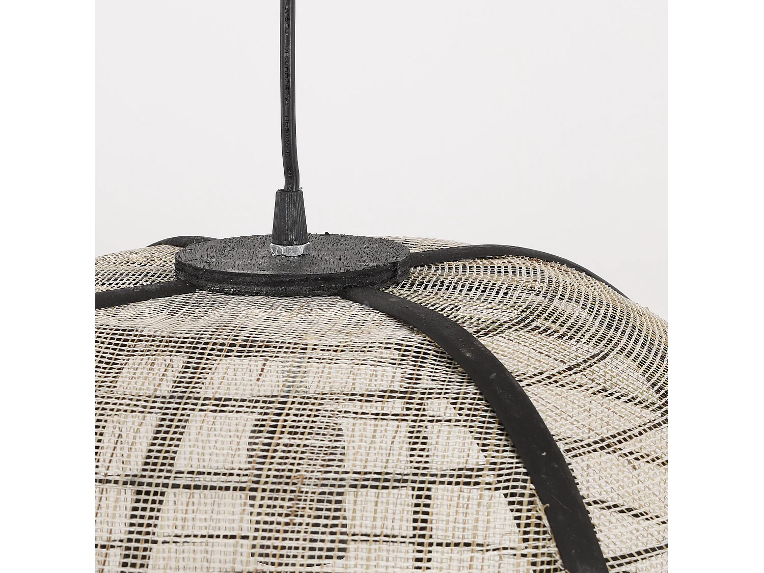 Hanglamp van linnen en bamboe en multiplex - Ø45 x 43,5 - Off white - PELLA