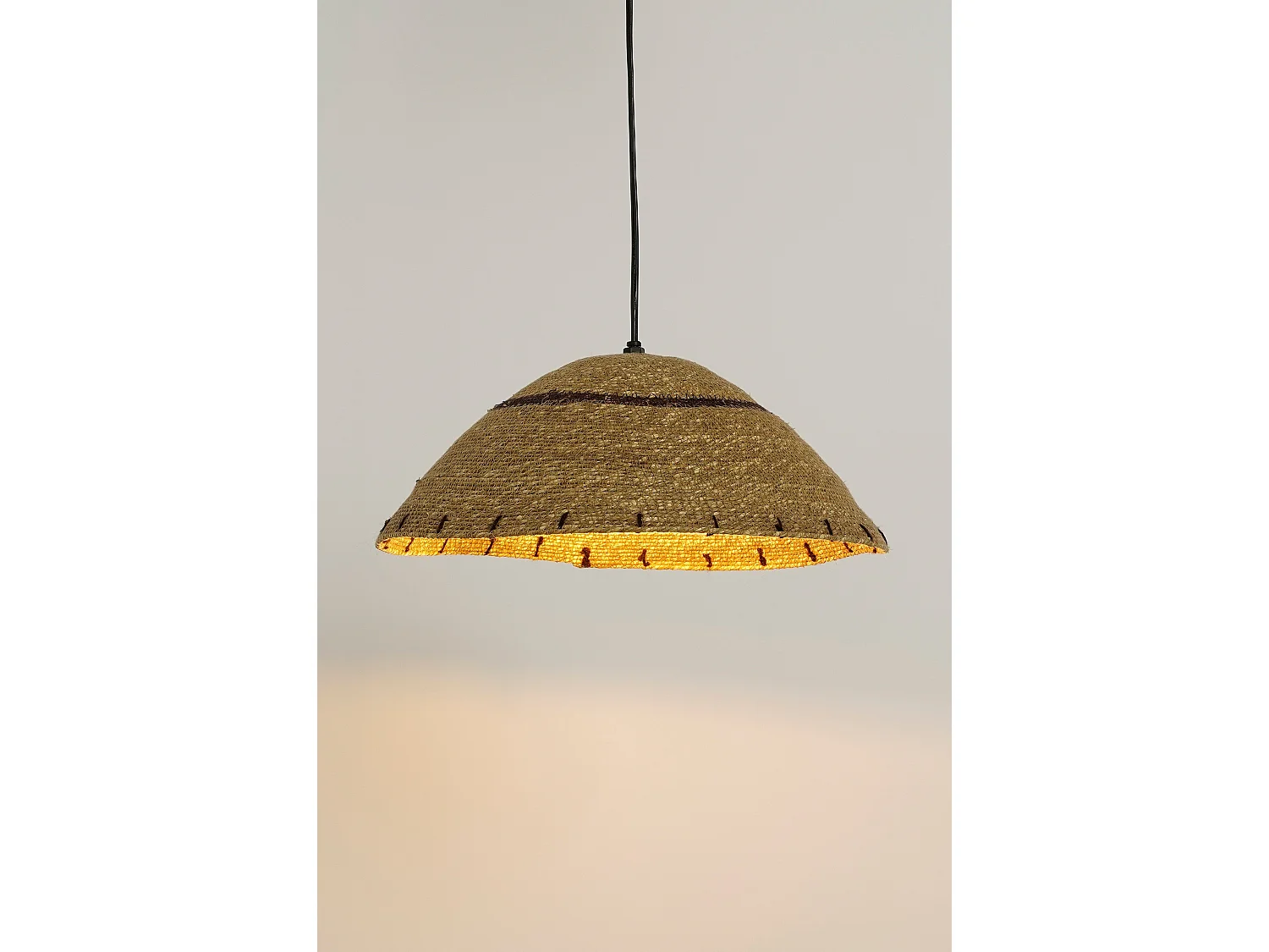 Hanglamp van jute en ijzer - 16 x 36 - Lichtbruin - JOULZ