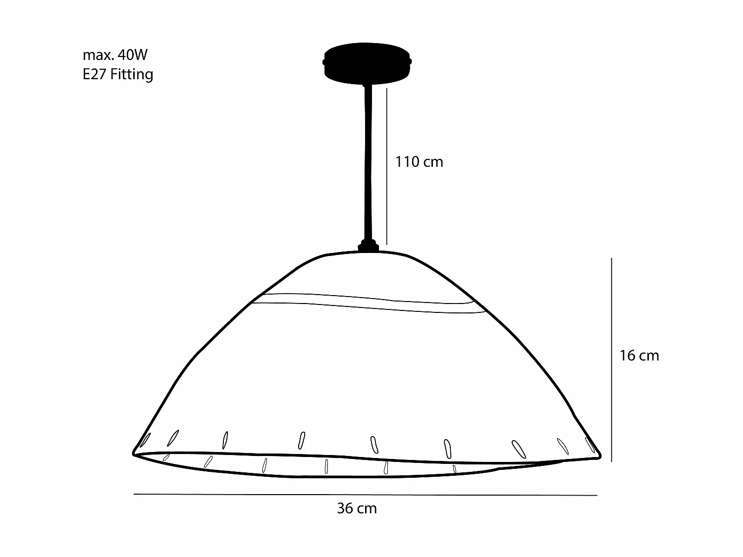 Hanglamp van jute en ijzer - 16 x 36 - Lichtbruin - JOULZ