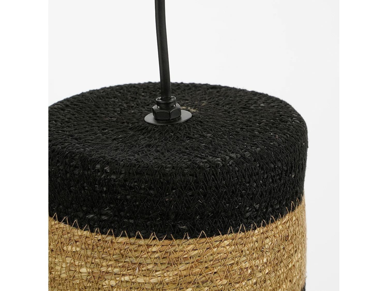 Suspension lumineuse en jute - 20 x 15 - Noir - JINX