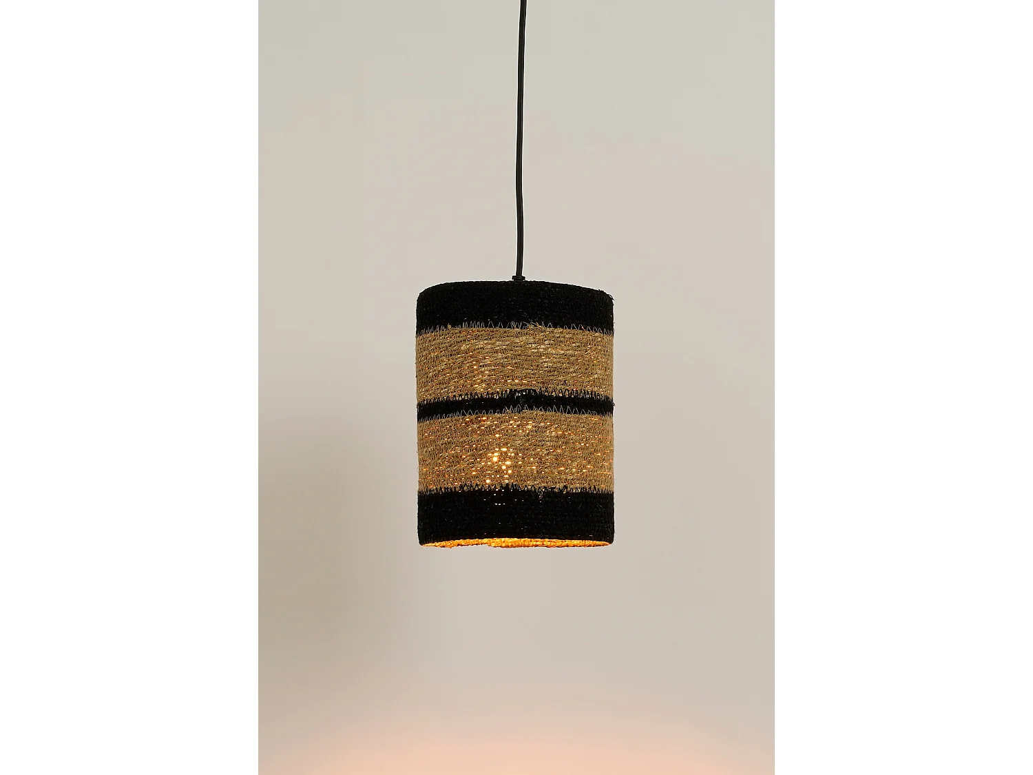 Suspension lumineuse en jute - 20 x 15 - Noir - JINX