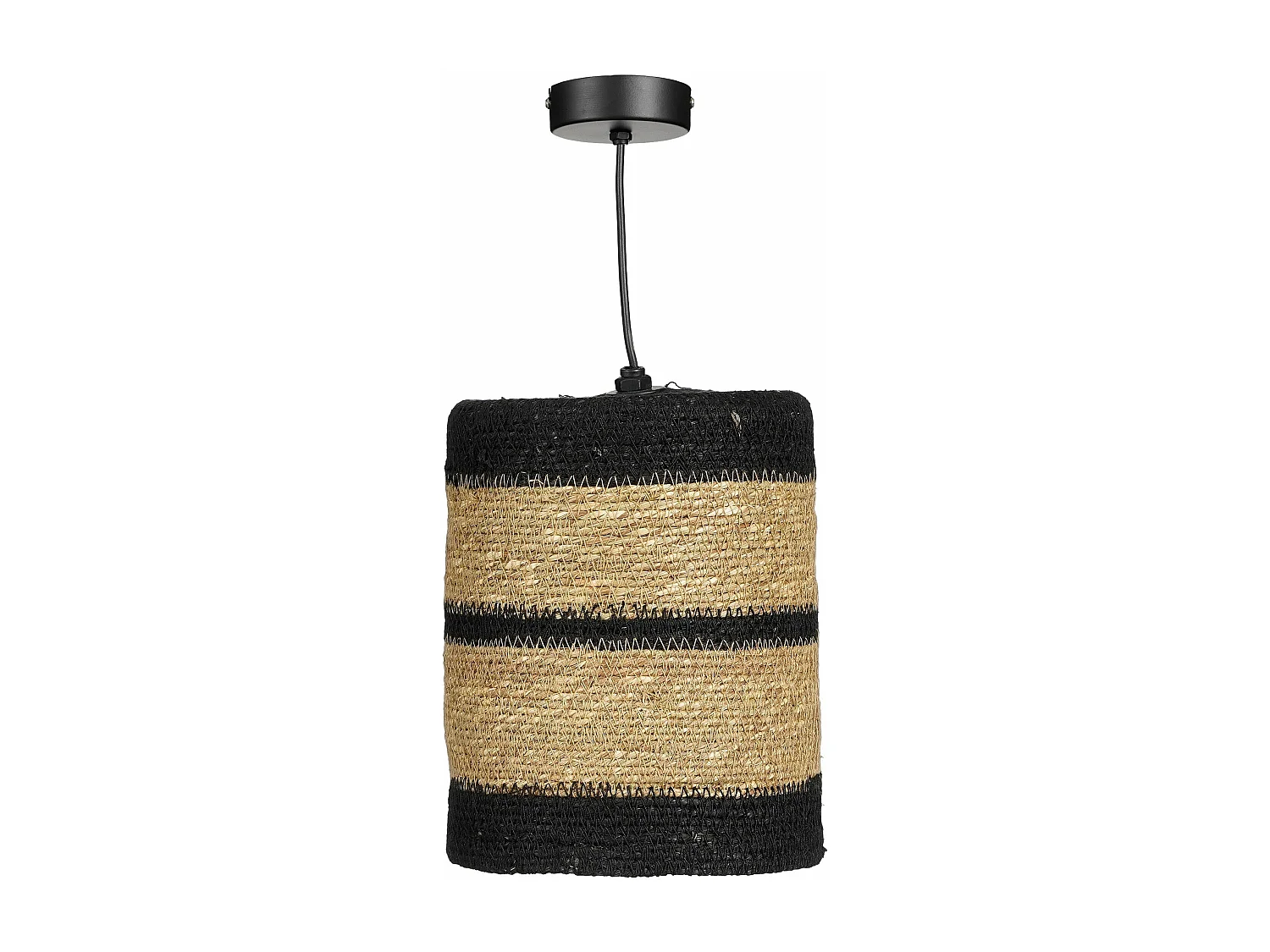 Suspension lumineuse en jute - 20 x 15 - Noir - JINX