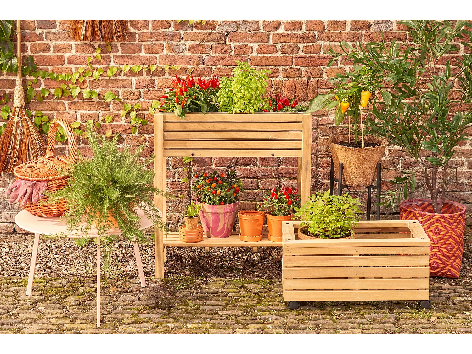 Jardinière d'extérieur en bois d'acacia - 60 x 35 x 30 - Marron - GLENWOOD