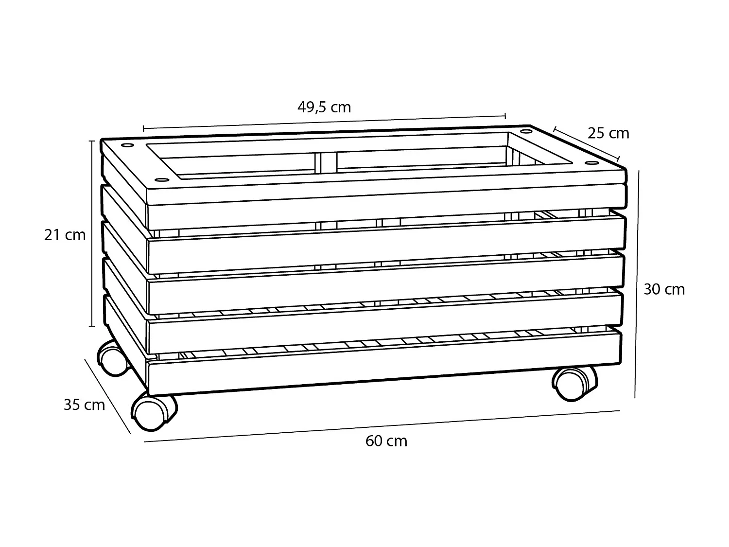 Jardinière d'extérieur en bois d'acacia - 60 x 35 x 30 - Marron - GLENWOOD