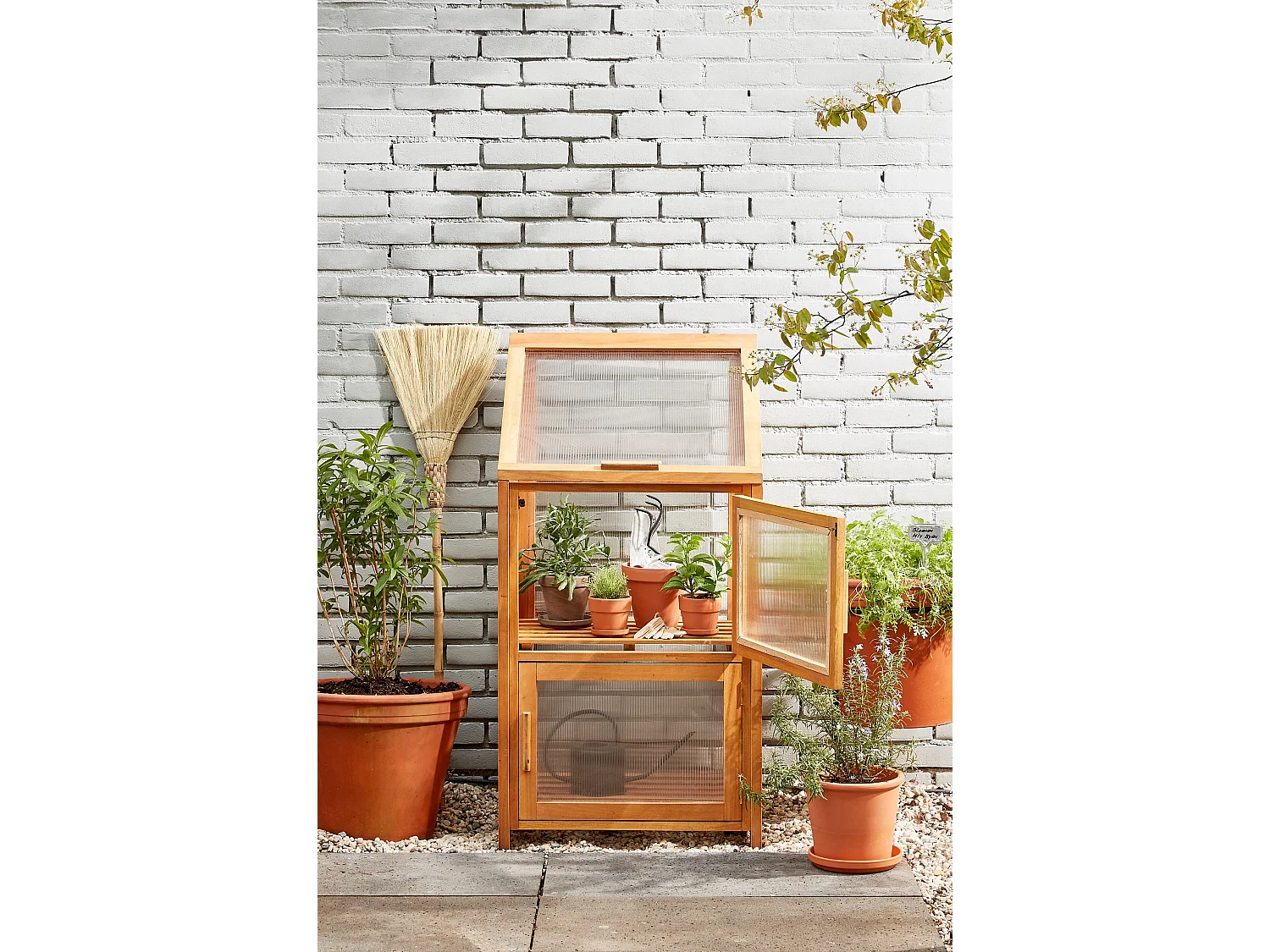 Serre en acajou et polycarbonate et pièces métals - 60 x 42 x 115 - Marron - CAMINIA