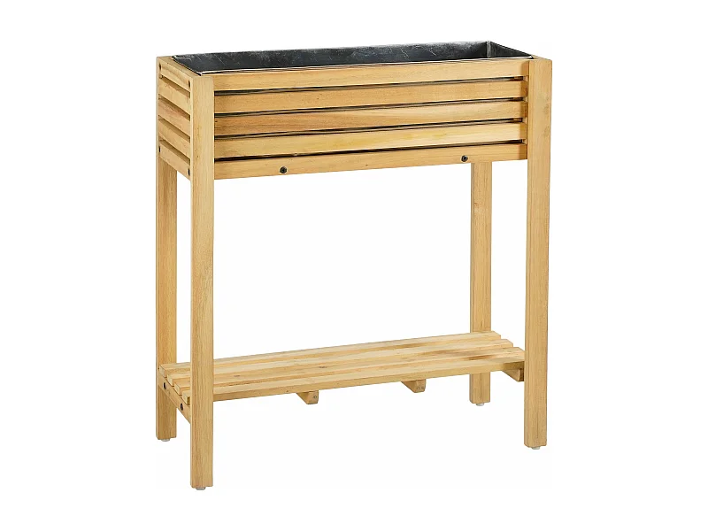 Plantenbak buiten van acaciahout en metaal - 70 x 30 x 75 - Bruin - GLENWOOD