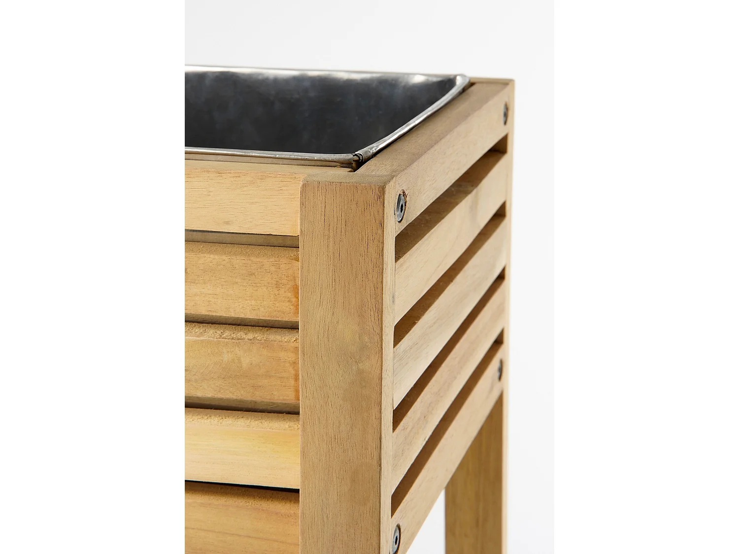 Plantenbak buiten van acaciahout en metaal - 70 x 30 x 75 - Bruin - GLENWOOD