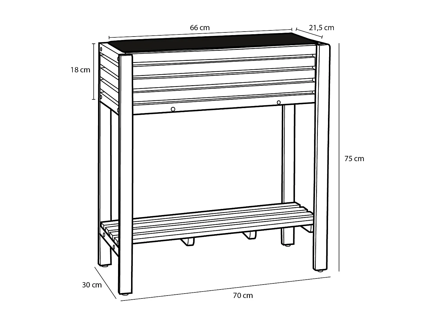 Plantenbak buiten van acaciahout en metaal - 70 x 30 x 75 - Bruin - GLENWOOD