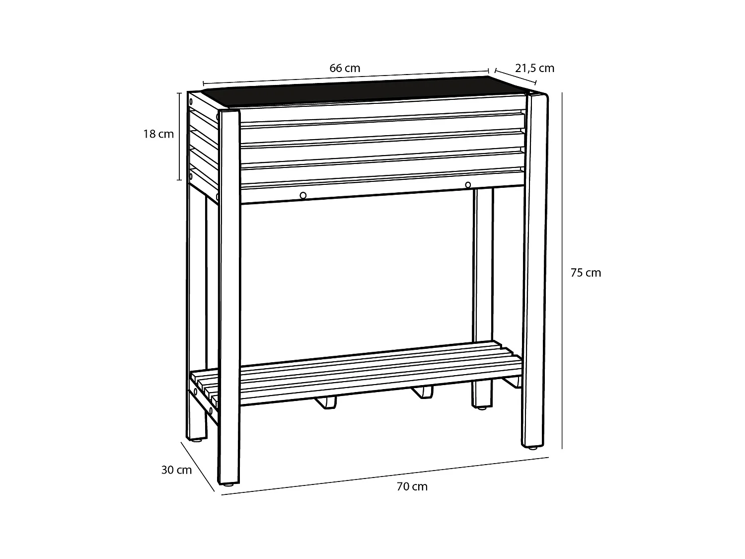 Pflanzgefäß für draußen aus Akazienholz und Metall - 70 x 30 x 75 - Braun - GLENWOOD
