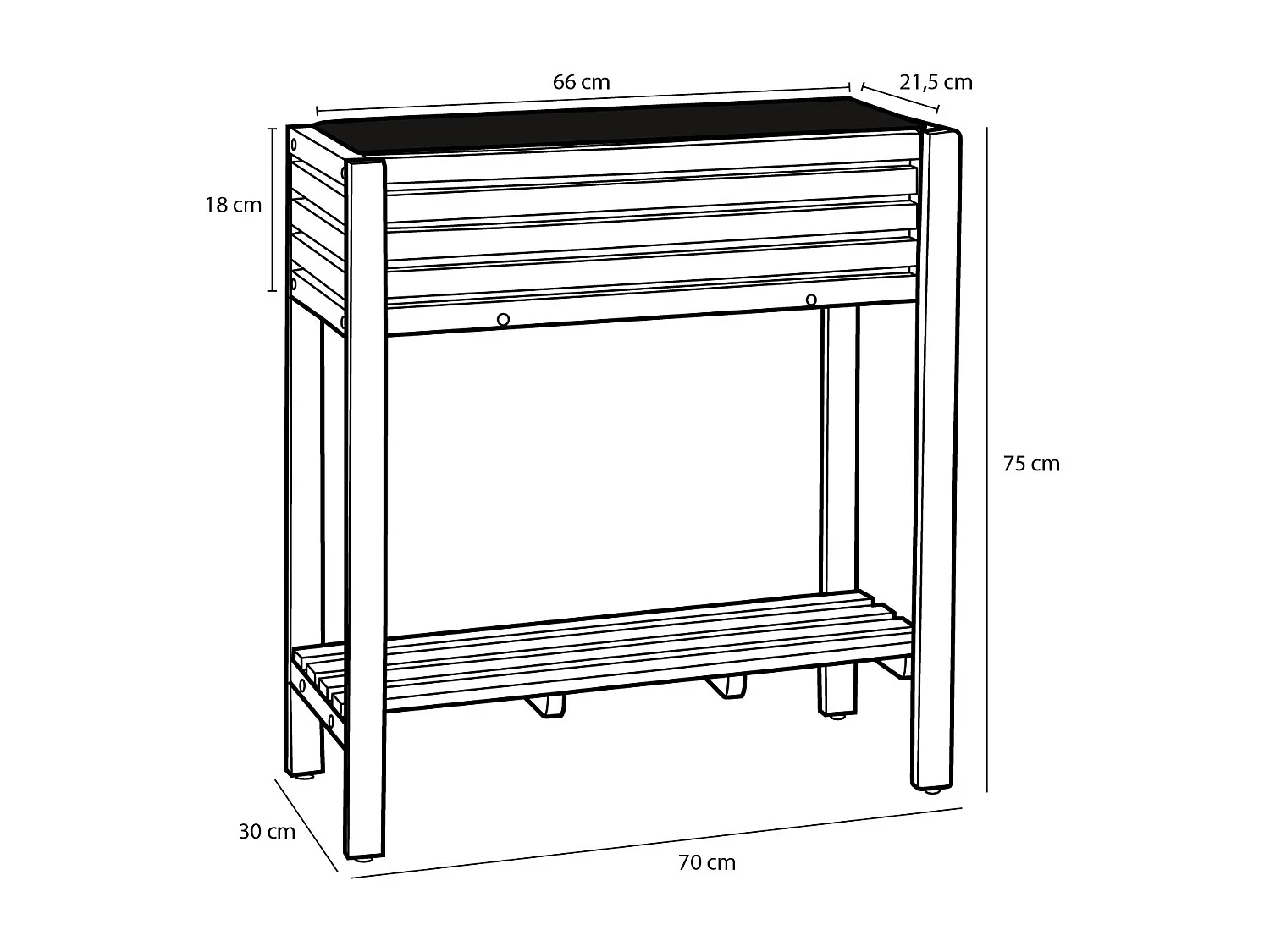 Jardinière d'extérieur en bois d'acacia et métal - 70 x 30 x 75 - Marron - GLENWOOD