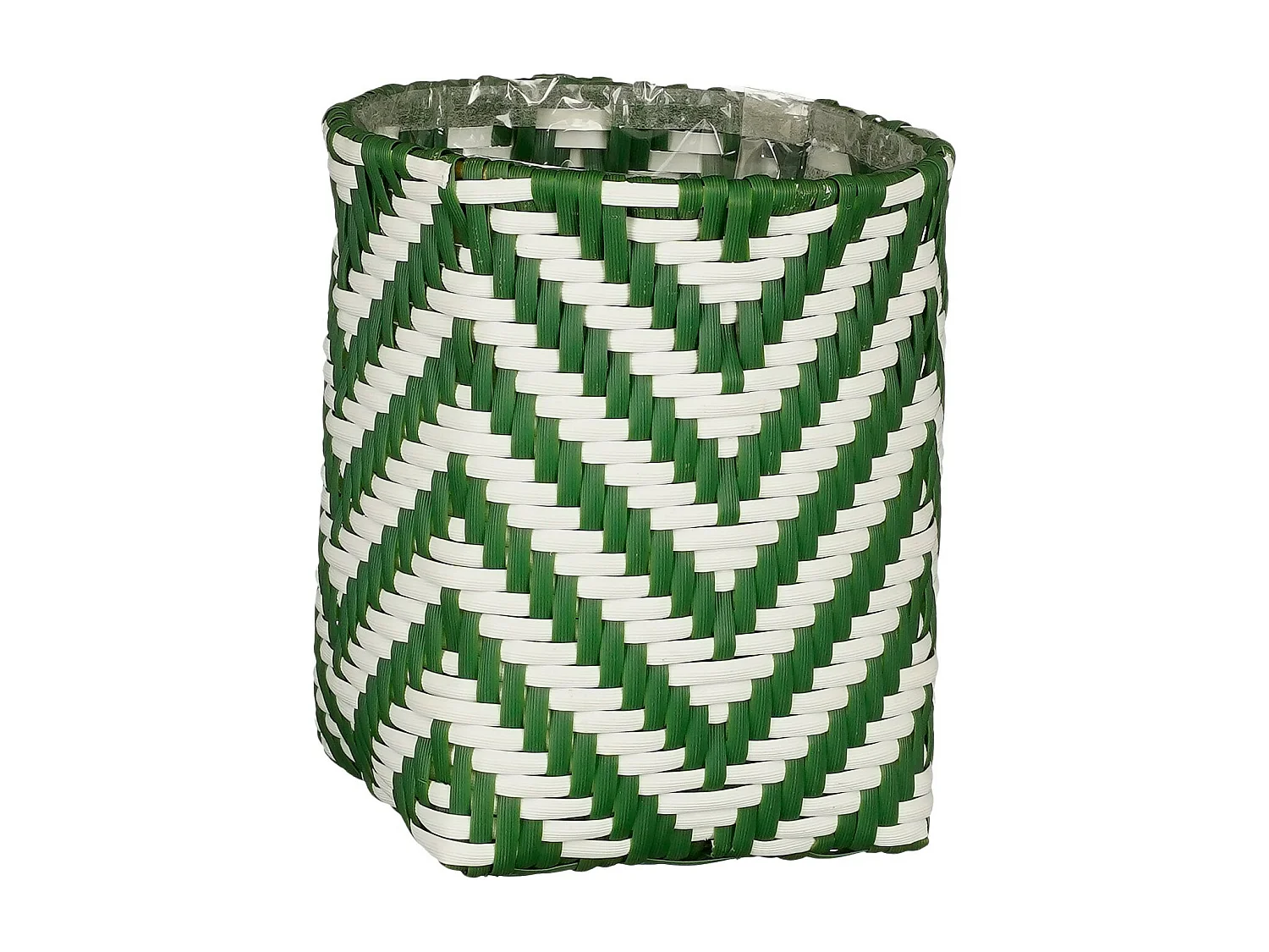 Ensemble de panier a plantes d'exterieur en plastique recyclé - 26 x Ø24 / 23 x Ø21 / 26 x Ø24 - Vert foncé, blanc - MERLIJN