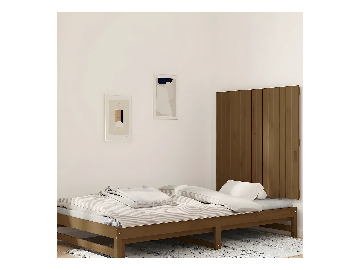 Tête de lit murale Marron miel 95,5x3x90 cm Bois massif de pin