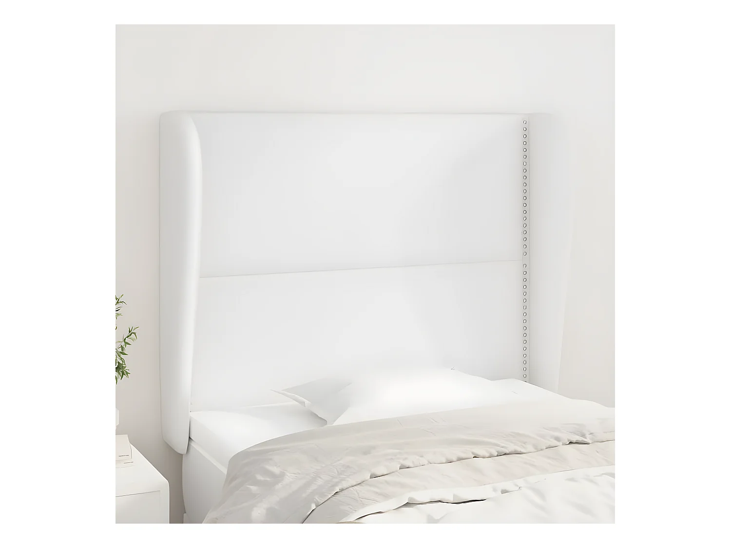 Tête de lit avec oreilles Blanc 103x23x118/128 cm Similicuir
