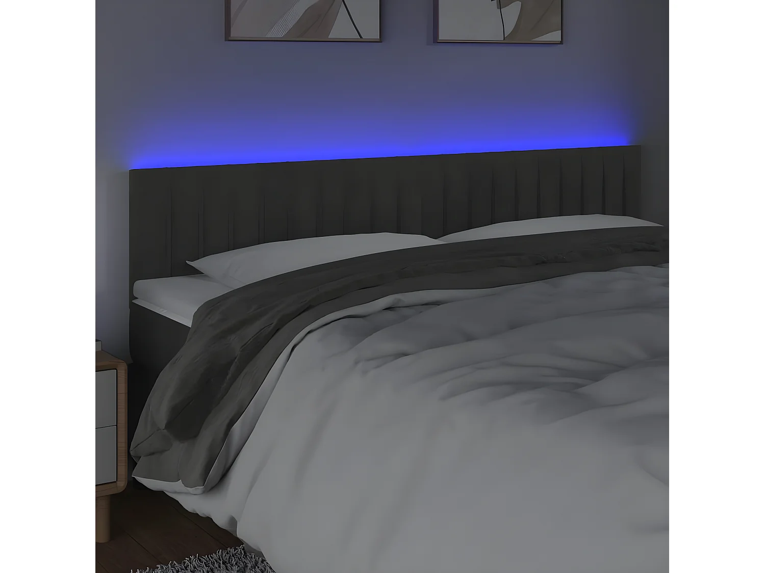 Tête de lit à LED Gris foncé 160x5x78/88 cm Velours
