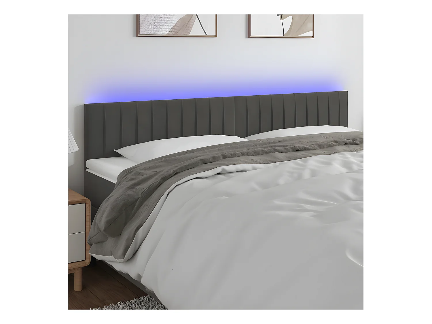 Tête de lit à LED Gris foncé 160x5x78/88 cm Velours