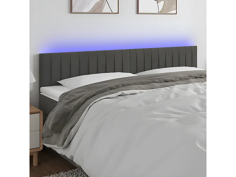 Tête de lit à LED Gris foncé 160x5x78/88 cm Velours