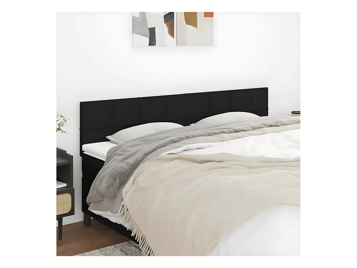 Tête de lit 2 pièces Noir 90x5x78/88 cm Tissu