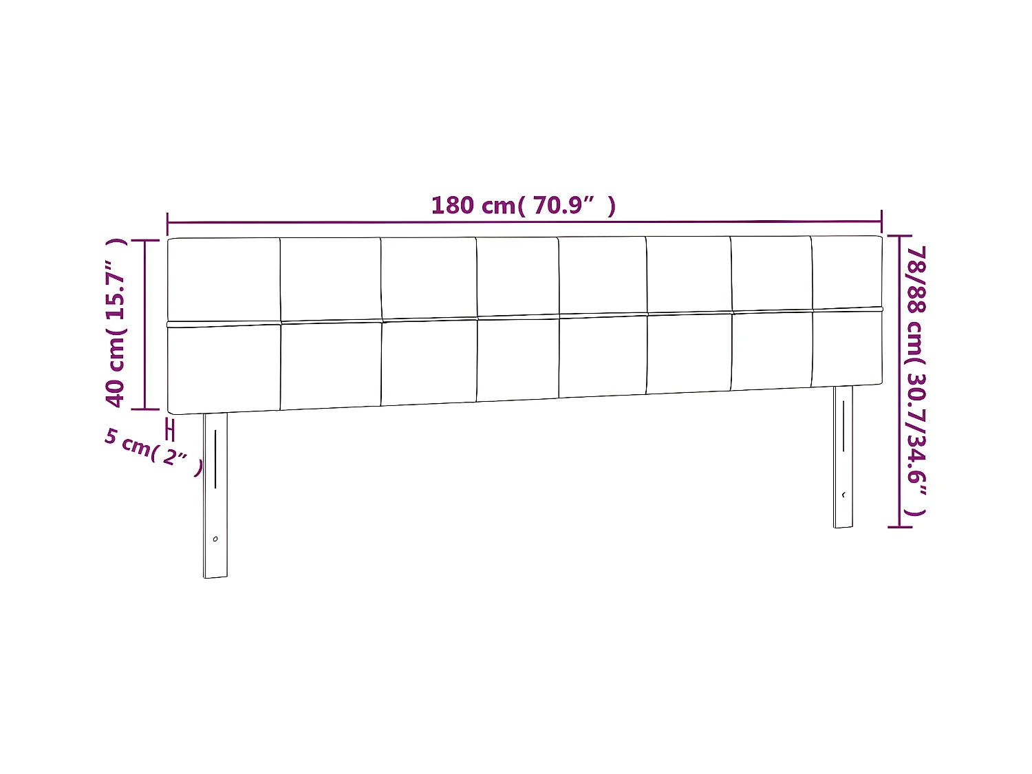 Tête de lit 2 pièces Noir 90x5x78/88 cm Tissu