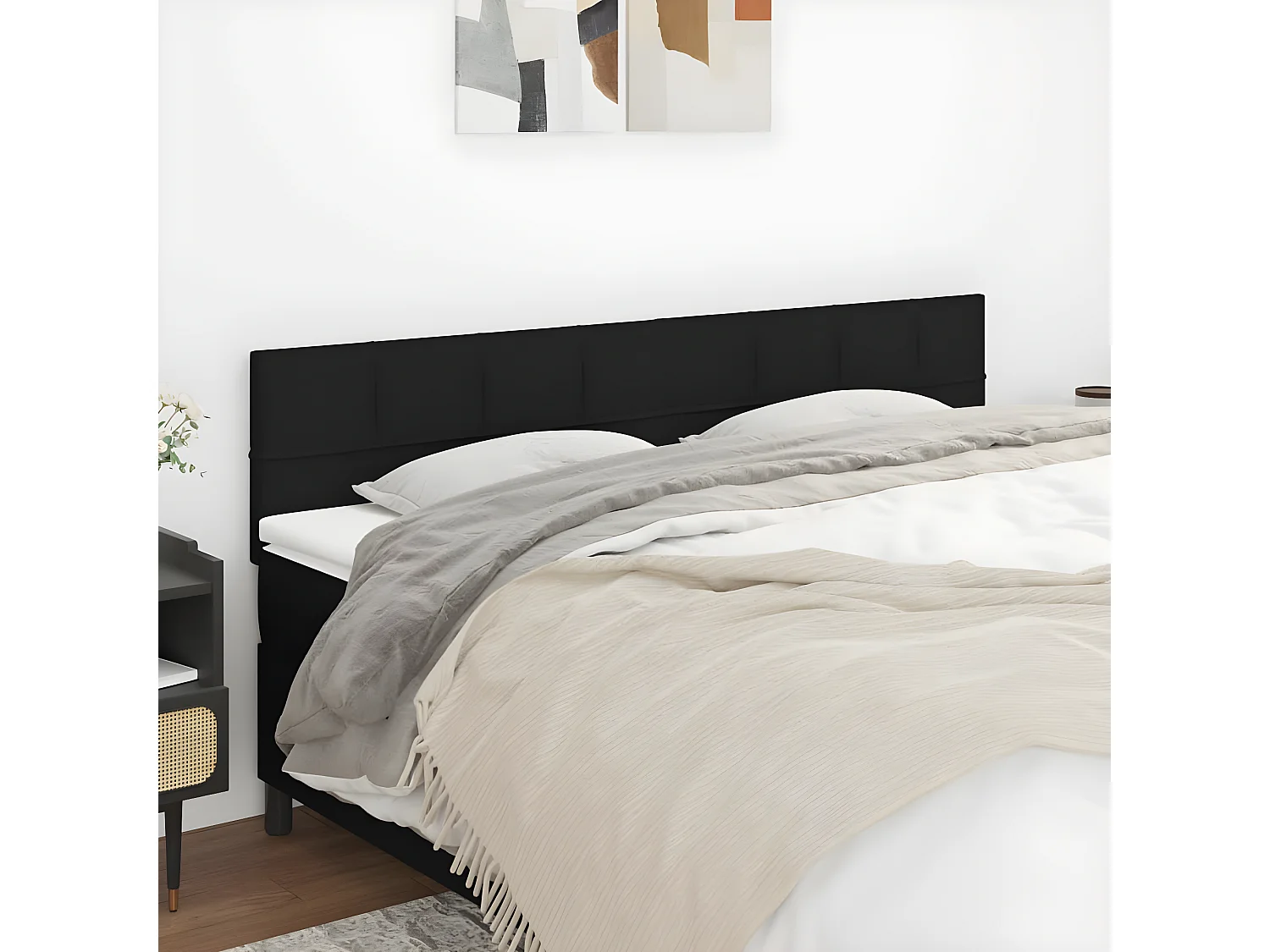 Tête de lit 2 pièces Noir 90x5x78/88 cm Tissu