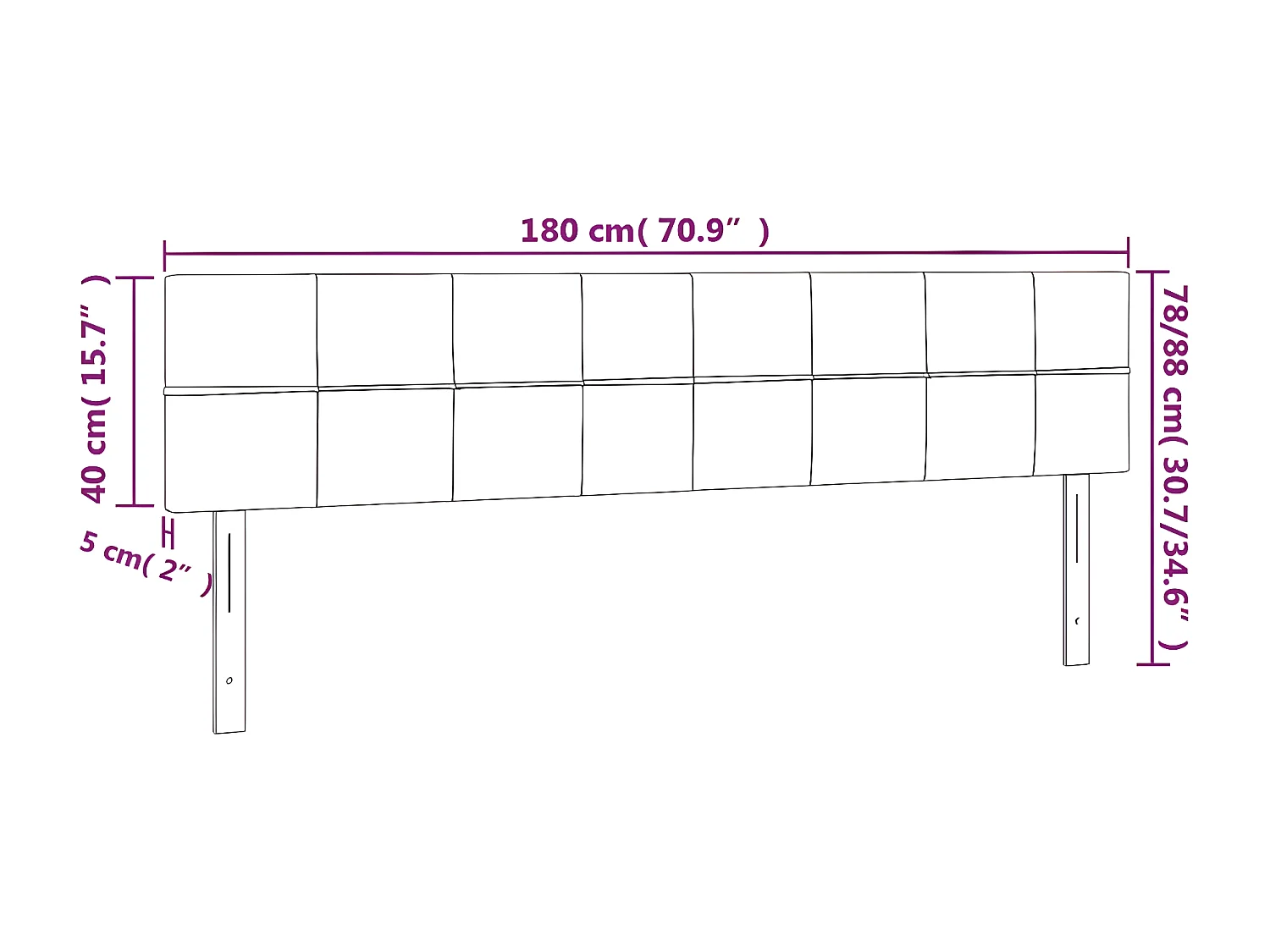 Tête de lit 2 pièces Noir 90x5x78/88 cm Tissu
