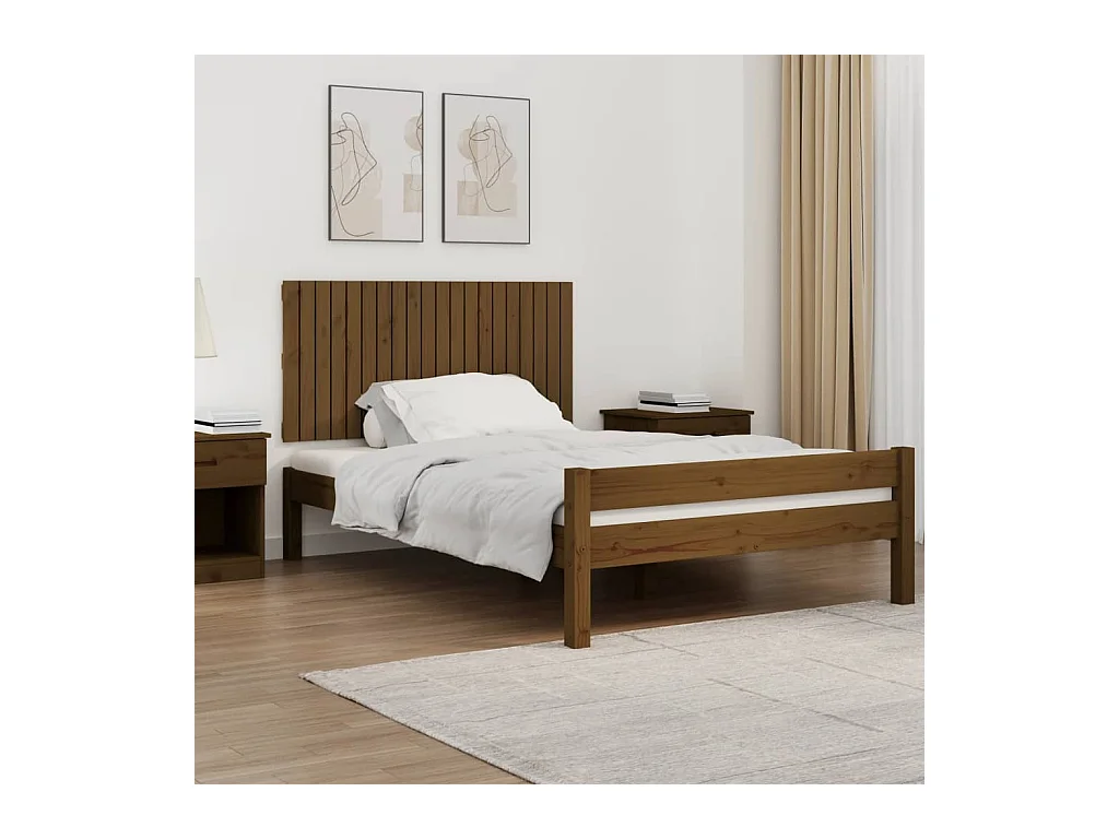 Tête de lit murale Marron miel 127,5x3x60 cm Bois massif de pin