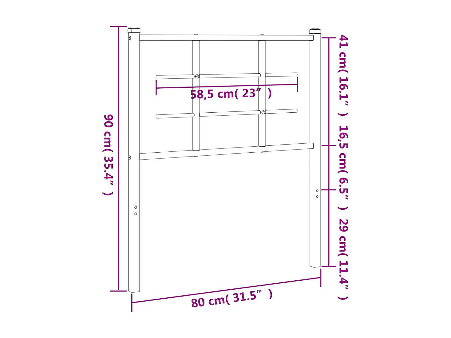 Cabeceira de cama 75 cm metal preto