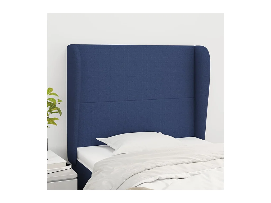 Tête de lit avec oreilles Bleu 93x23x118/128 cm Tissu