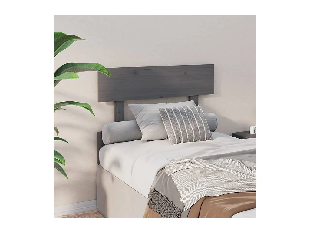 Cabeceira de cama 93,5x3x81 cm pinho maciço cinzento