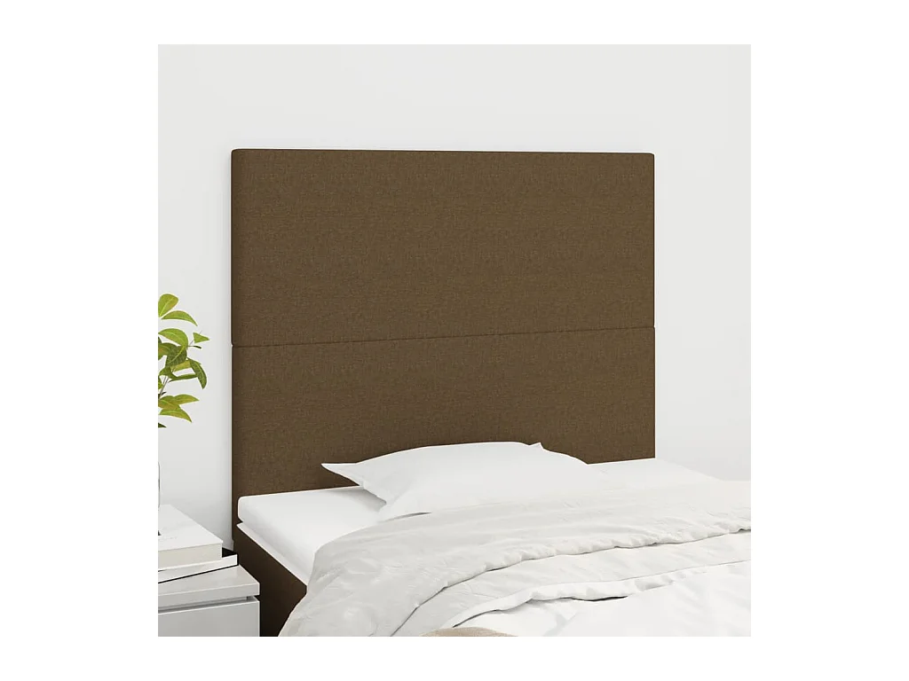 Tête de lit 2 pièces Marron Foncé 100x5x78/88 cm Tissu