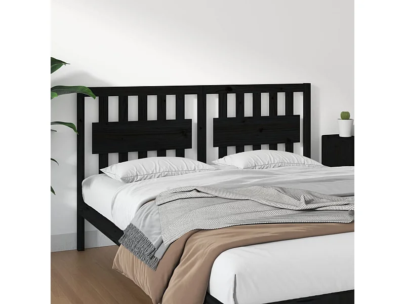 Cabeceira de cama 155,5x4x100 cm pinho maciço preto