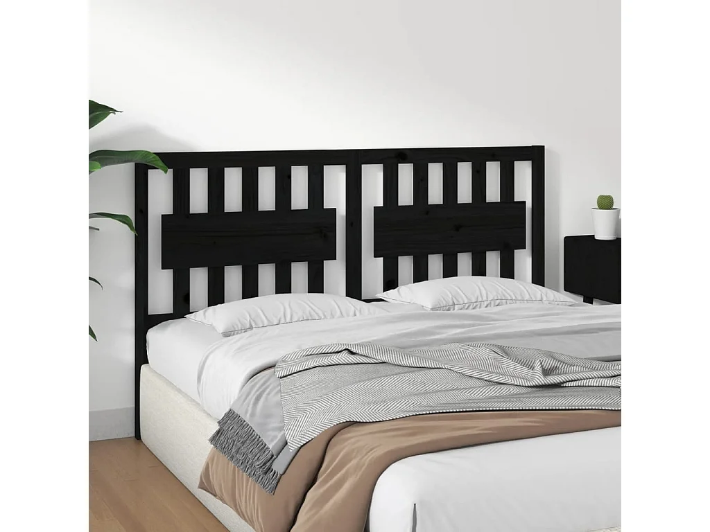 Tête de lit Noir 155,5x4x100 cm Bois massif de pin