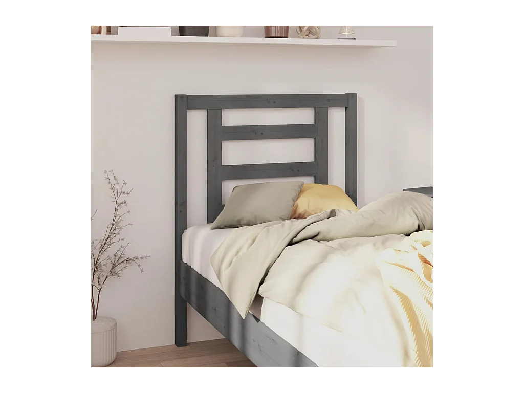 Tête de lit Gris 81x4x100 cm Bois massif de pin