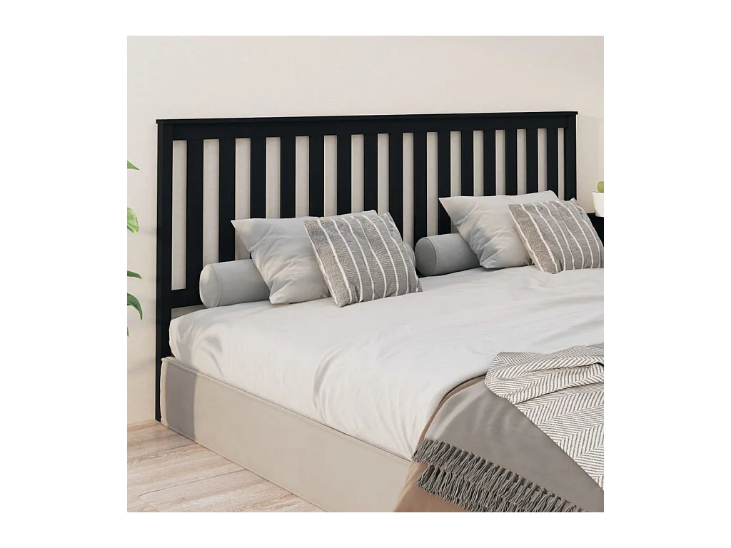 Tête de lit Noir 206x6x101 cm Bois massif de pin