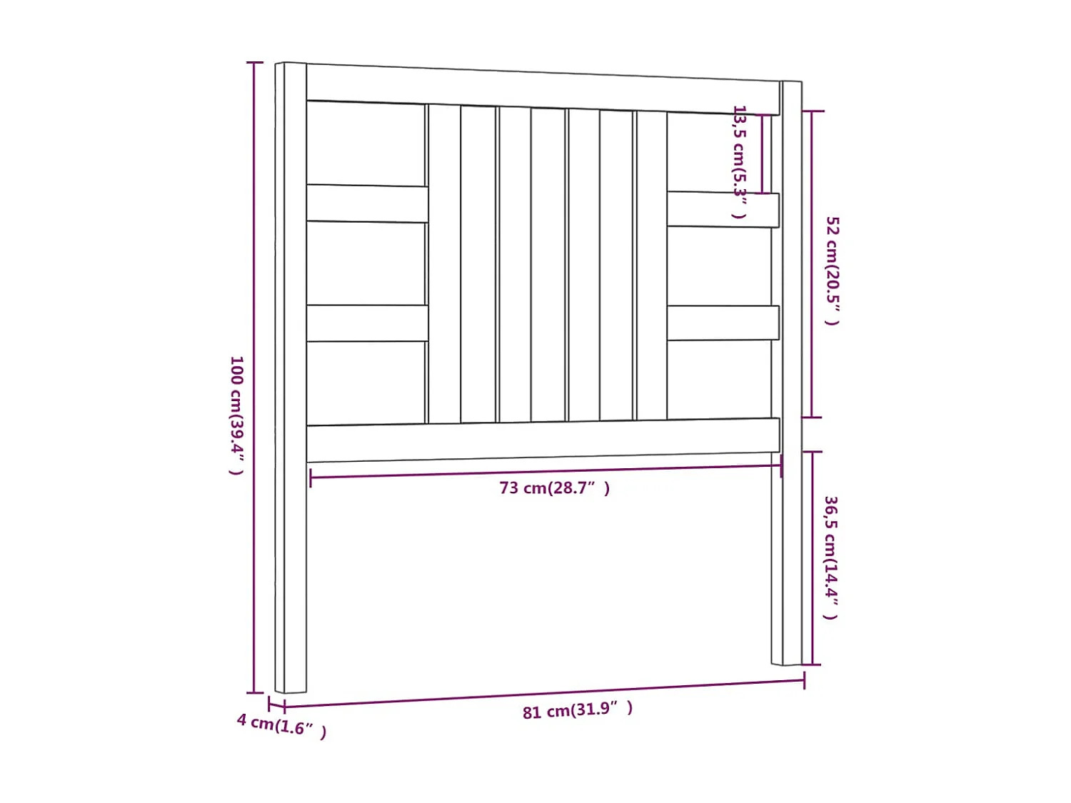 Cabeceira de cama 81x4x100 cm pinho maciço branco