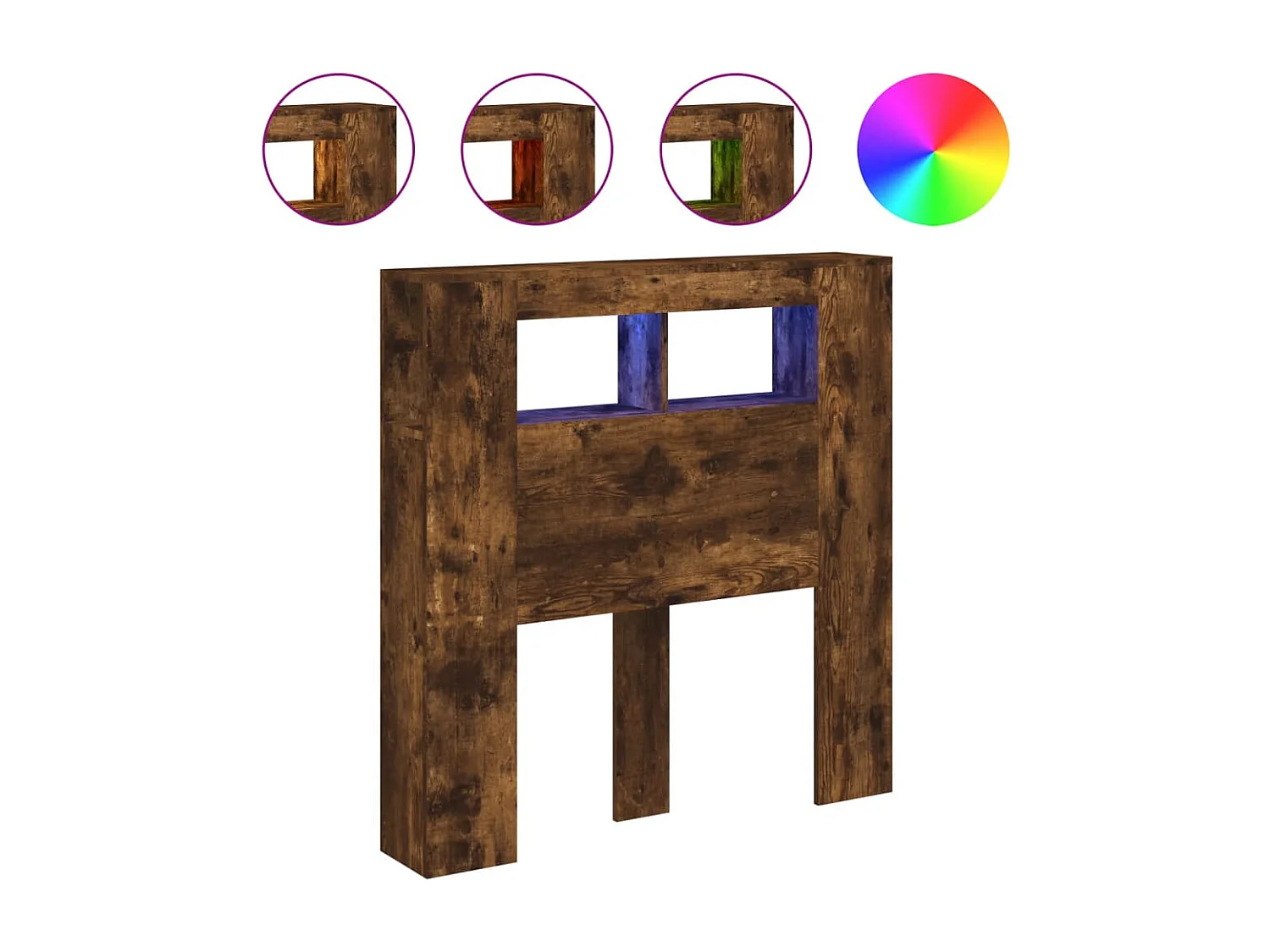 Tête de lit à LED chêne fumé 100x18,5x103,5cm bois d'ingénierie