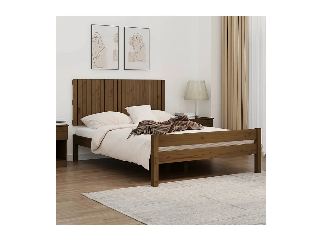 Tête de lit murale Marron miel 140x3x60 cm Bois massif de pin