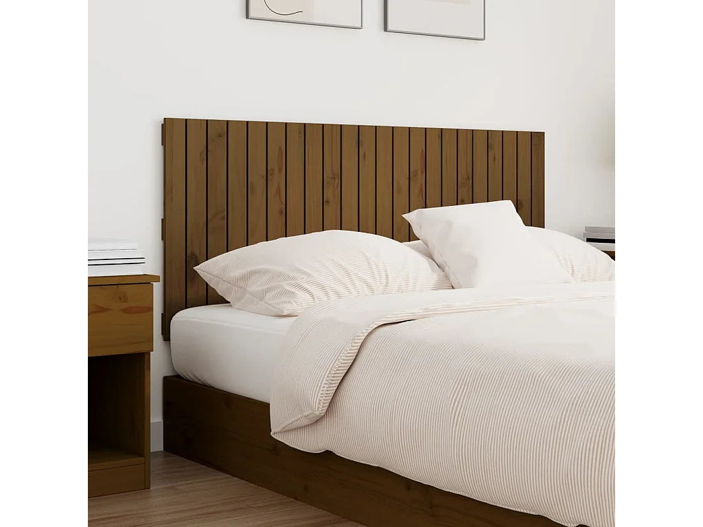 Tête de lit murale Marron miel 140x3x60 cm Bois massif de pin