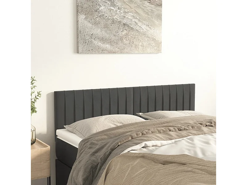Tête de lit 2 pièces Gris foncé 72x5x78/88 cm Velours